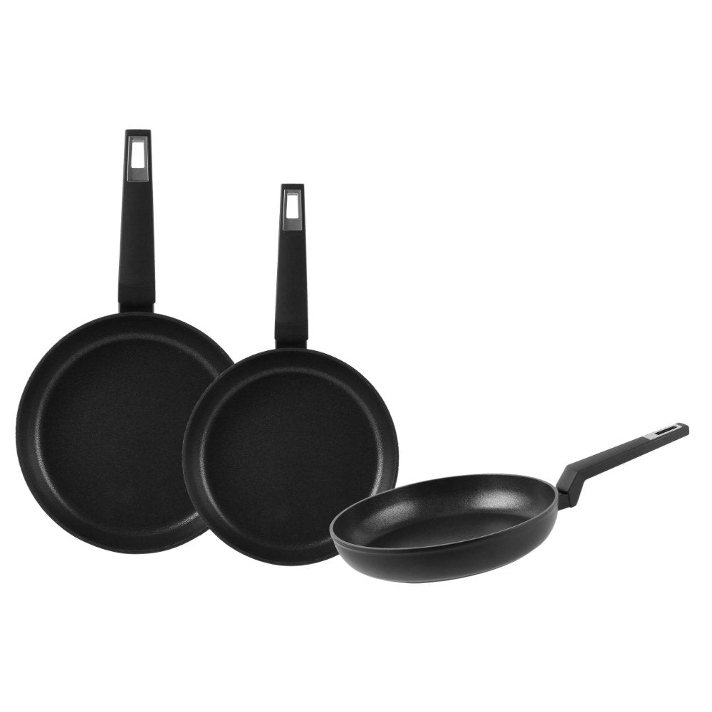 SOGO QuanTanium 3-delige Pannenset - Koekenpannen - Inductie - PFOA-vrij - Zwart