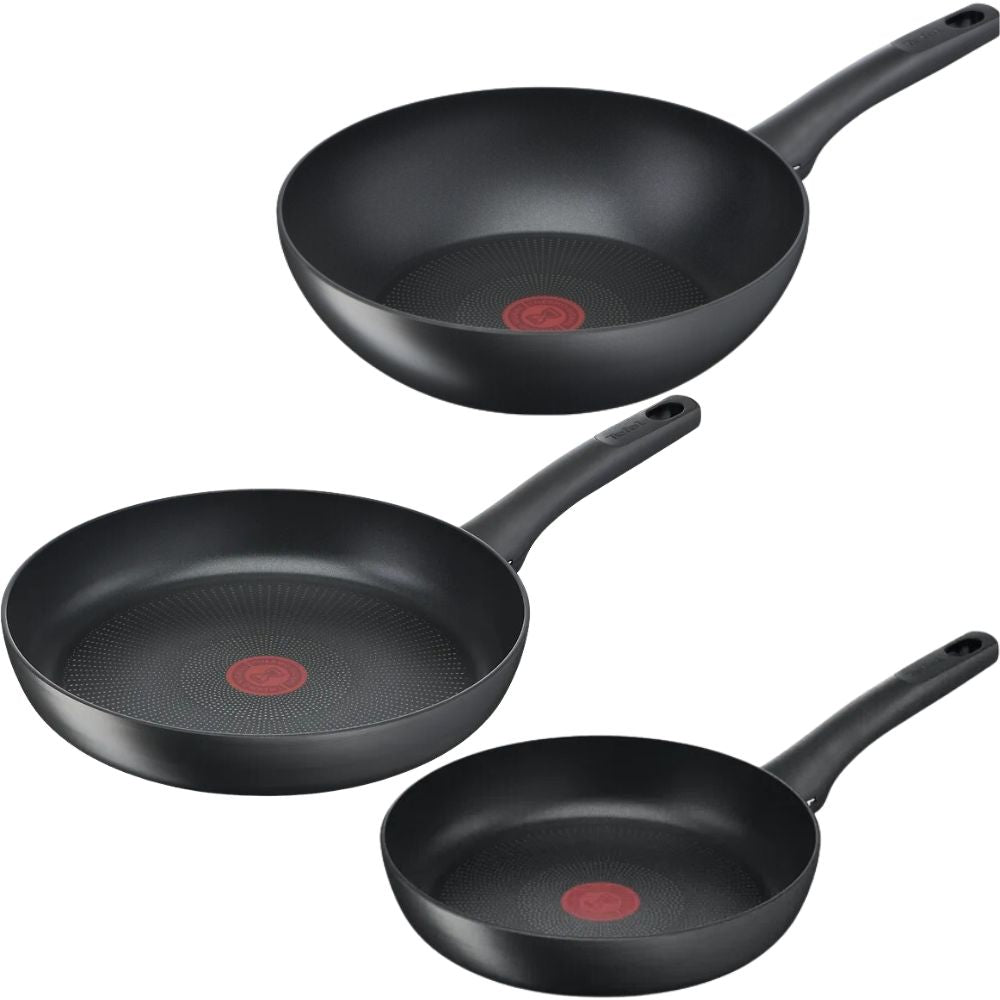 Tefal Ultimate 3-delige Pannenset - Koekenpannen met Wokpan - Inductie - Aluminium - Zwart