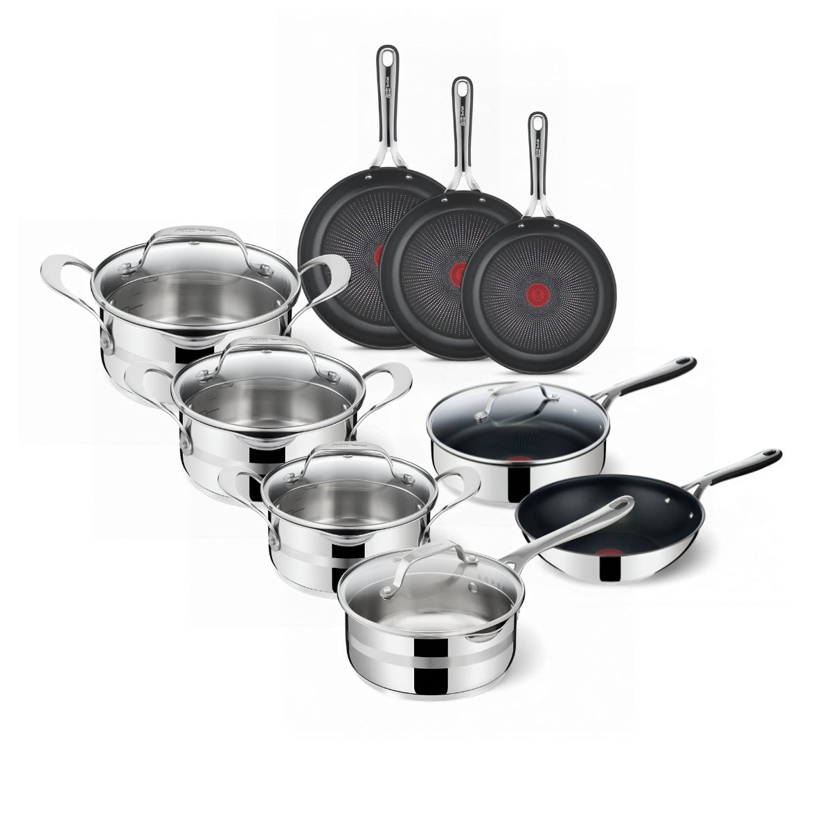 Tefal Jamie Oliver Complete Pannenset - 9-delig - Kookpotten - Koekenpannen - Wokpan - Hapjespan - Tefal Pannen - RVS