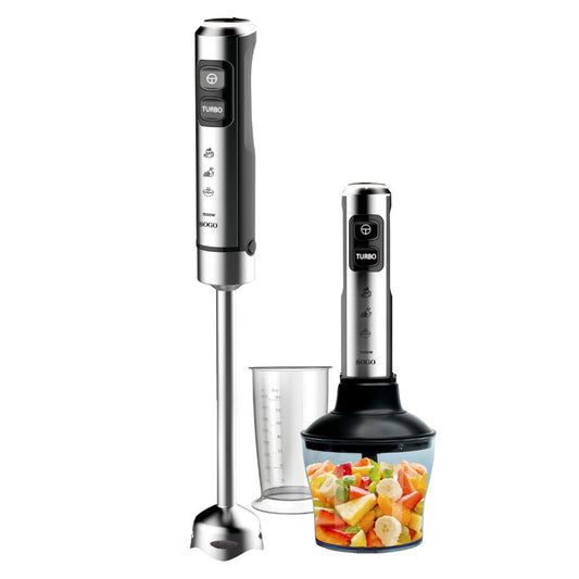 SOGO 6-delige Staafmixer Set - Hakmolen en Accessoires - 23 Snelheden + Turbostand - LED-licht - 1500W - RVS