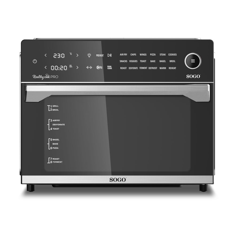 SOGO Airfryer XXL en Oven met Accessoires - 30 liter - 18 kookprogramma's - Zwart