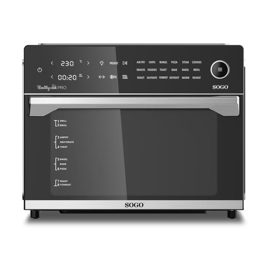 SOGO Airfryer XXL en Oven met Accessoires - 30 liter - 18 kookprogramma's - Zwart
