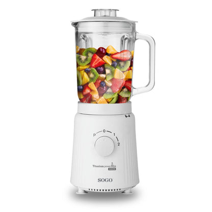 SOGO Blender met Glazen Kan - 1.5 Liter - Titanium Messen - 2 Snelheden + Puls-functie - IJsmaler - Blender Smoothie - 1000W