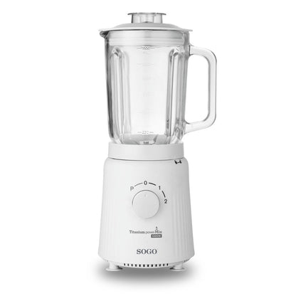 SOGO Blender met Glazen Kan - 1.5 Liter - Titanium Messen - 2 Snelheden + Puls-functie - IJsmaler - Blender Smoothie - 1000W