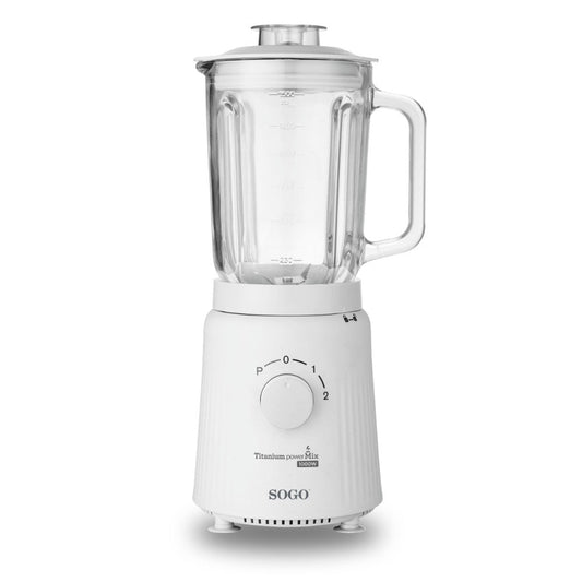 SOGO Blender met Glazen Kan - 1.5 Liter - Titanium Messen - 2 Snelheden + Puls-functie - IJsmaler - Blender Smoothie - 1000W